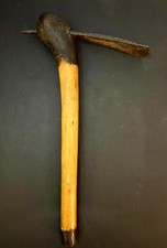 AFRICAN WAR AXE/ADZE FROM CONGO Rare Antique w/Wood Handle & Iron Axe Blade