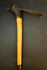 AFRICAN WAR AXE/ADZE FROM CONGO Rare Antique w/Wood Handle & Iron Axe Blade