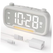 Alarm Clock Radio for Bedrooms, Hi-Fi Sound, Clock Radio with Bluetooth White