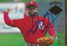 Dmitri Young  St. Louis Cardinals Personally Autographed Rookie Card. rookie card picture