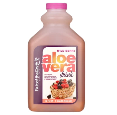 Fruit of the Earth Aloe Vera Drink Wild Berry Juice Beverage 32 fl oz Bottle