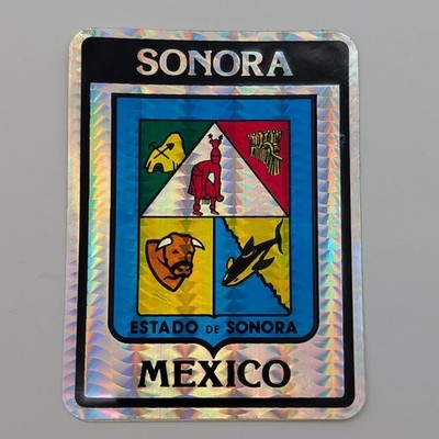 Vintage Sonora Mexico State Crest Holographic Foil Sticker 3x4''