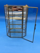 Vtg Brass & Glass Mini Curio Cabinet 3-Tier T...