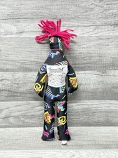 DAMMIT DOLL, Voodoo Retro Leopard, Zebra, Checkered & Neon LinesPattern 13" Tall