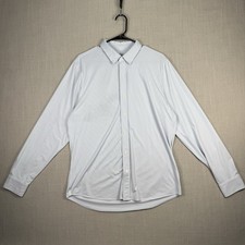 Rhone Commuter Shirt Men s Size Large Blue Striped Slim Fit Stretch Performance