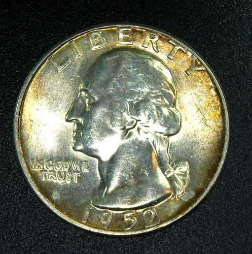 1952 D ** Washington Quarter ** Beautiful Color ** Superb Gem BU ** Album Toned