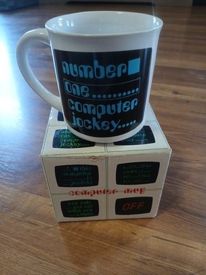 Vintage 1980s Number One Computer Jockey Coffee Mug - Rare Sample In Box