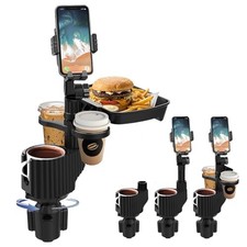 Car Cup Holder Tray - 5 in 1 Adjustable Car Cup Holder Expander with Food Tray