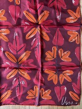 Vintage Vera Neumann Scarf Fall Leaves Orange Red 22" Square Silk and Rayon