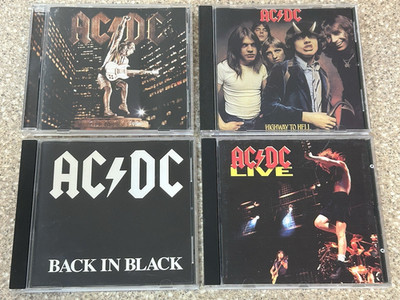 Lot of 4 AC/DC CDs Back in Black, Highway to Hell, Live & Stiff Upper Lip GC