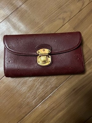Louis Vuitton Mahina Burgundy Leather Long Wallet with Coin Pocket