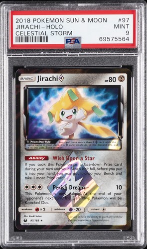 2018 POKEMON SUN & MOON CELESTIAL STORM #97 JIRACHI-HOLO PSA 9