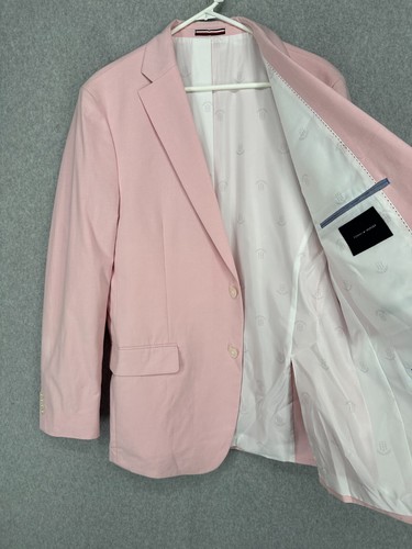 TOMMY HILFIGER Jacket Size 44L Light Pink Chambray Modern Fit Flex Stretch - Picture 3 of 5