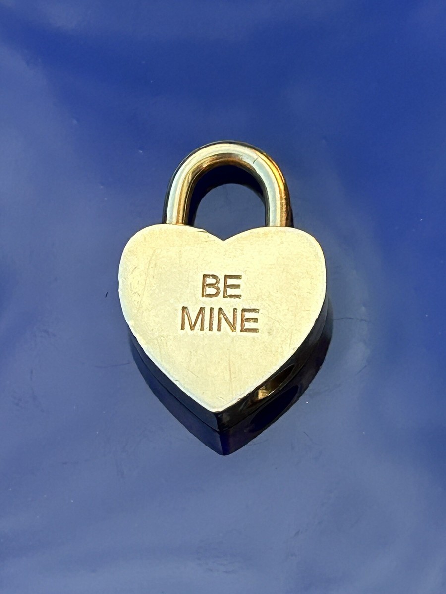 Tiffany & Co 18K Gold Heart Tag Opens Lock Charm Pendant Be Mine