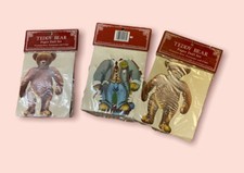 3-Vintage 1979 Merrimack Die Cut Teddy Bear Paper Doll w/ Costumes New