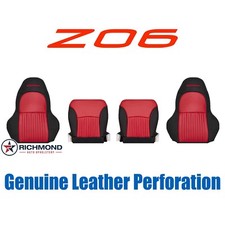 01 Corvette Z06 -driverpassenger Complete Genuine Leather Seat Covers Blackred