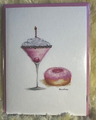 Papyrus Birthday Card Bella Pilar Pink Martini Donut Sweet Wishes Extra Cheers