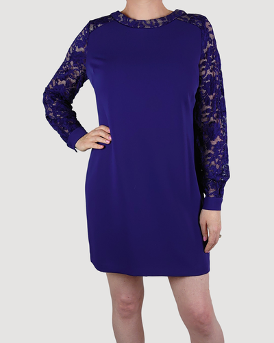 purple tunic dress with lace sheer 