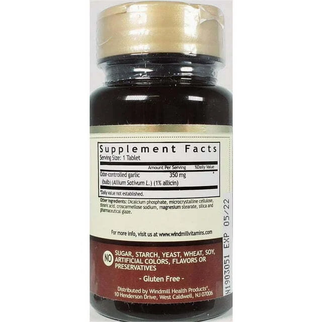 Molino de viento natural controlado con olores ajo para tabletas de salud cardíaca 350 mg 100 unidades Foto 2 de 2