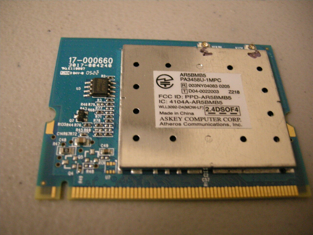 Atheros Toshiba Mini PCI Wireless Card AR5BMB5 PA3458U-1MPC ASKEY