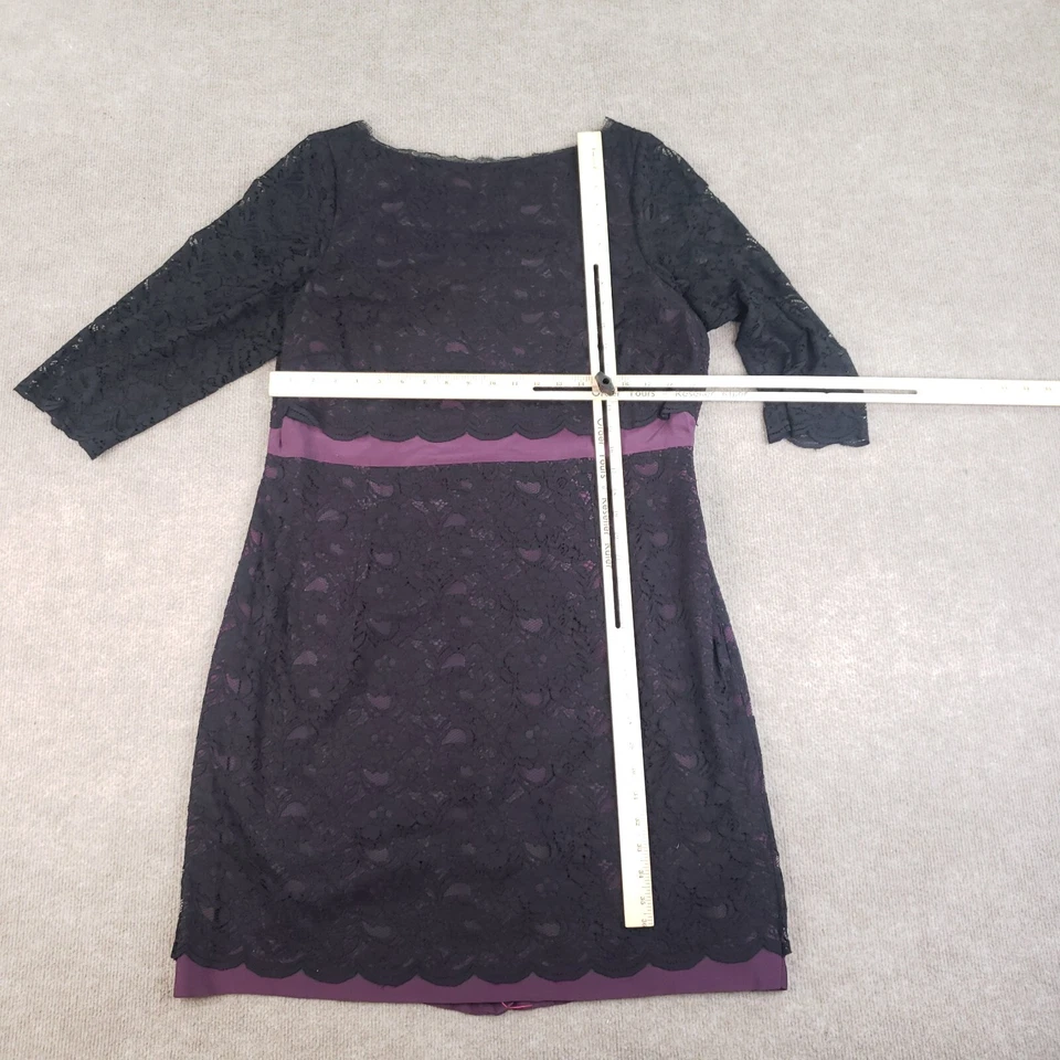 Vestido Boden Mujer Talla 16 R Negro Púrpura Cambio Manga 3/4 Encaje Tapete Vieira Dobladillo Foto 2 de 4