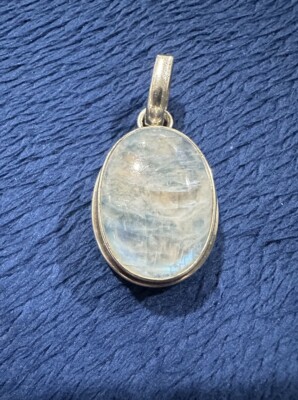 Sterling Silver 925 Oval Moonstone Necklace Pendant,