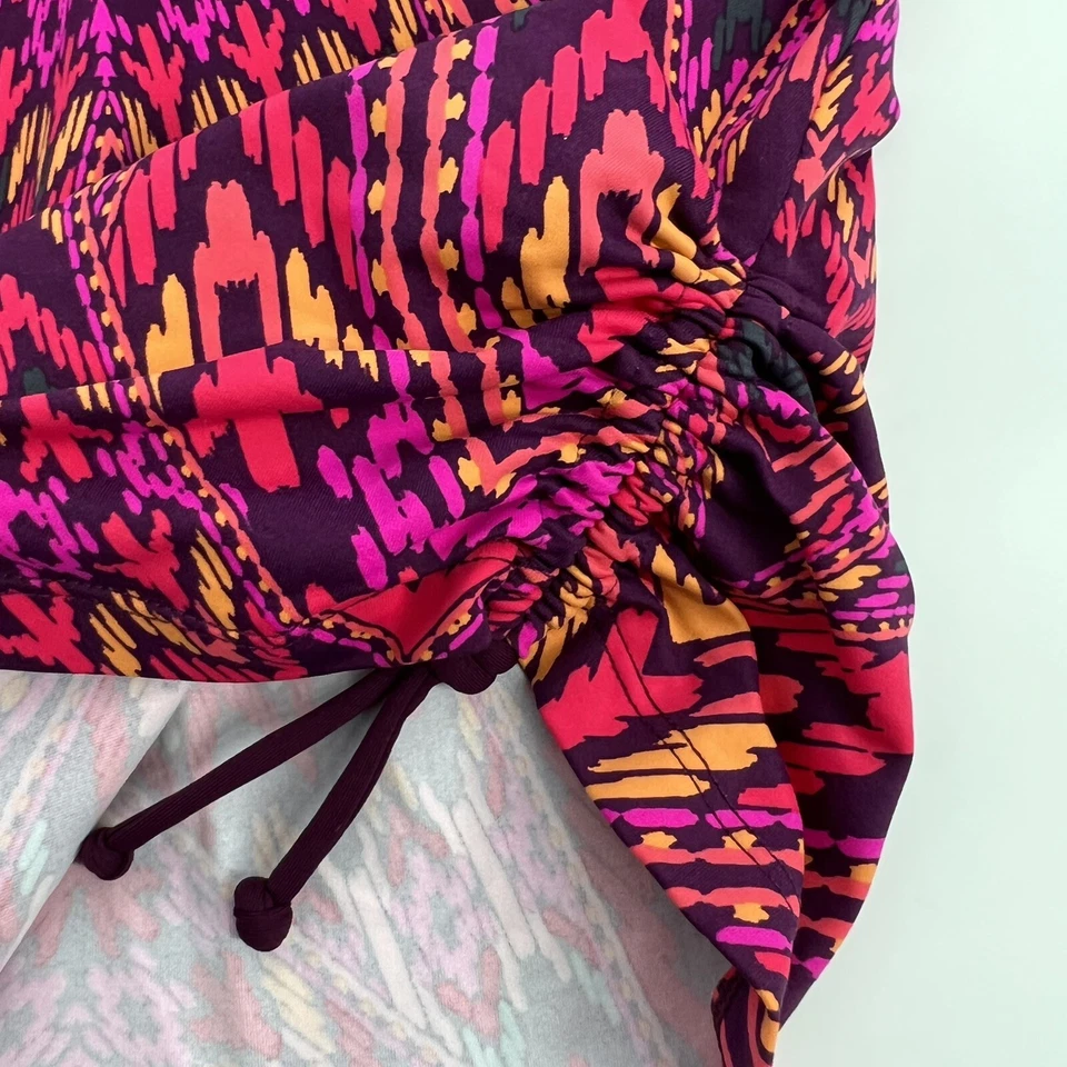 Camiseta Tankini Athleta Mujer Talla Pequeña Rosa Lados Acanalados Nadar Playa Cayo Coco Foto 3 de 4