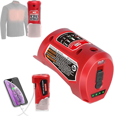 For Milwaukee M12 12V Power Source Adapter with USB & Type C DC Port, Heated Jac