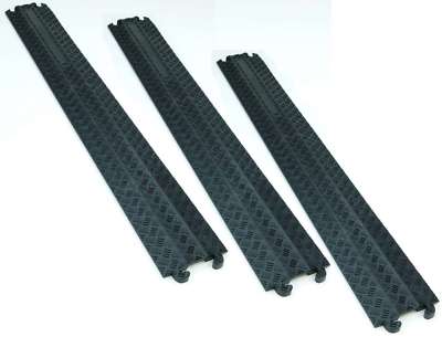 3 x 1 Kanal PVC Kabelbrücke Überfahrrampe Kabelkanal Überfahrschutz Kabel Rampe