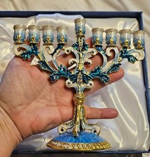 Hanukkah Menorah 9 Branch Menorahs for Chanukah Vintage Jewish Enamel Menorah De