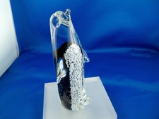 Schwedische Kristallkunst Glas Pinguin Figur weißer Bauch , schwarz hinten 14 cm