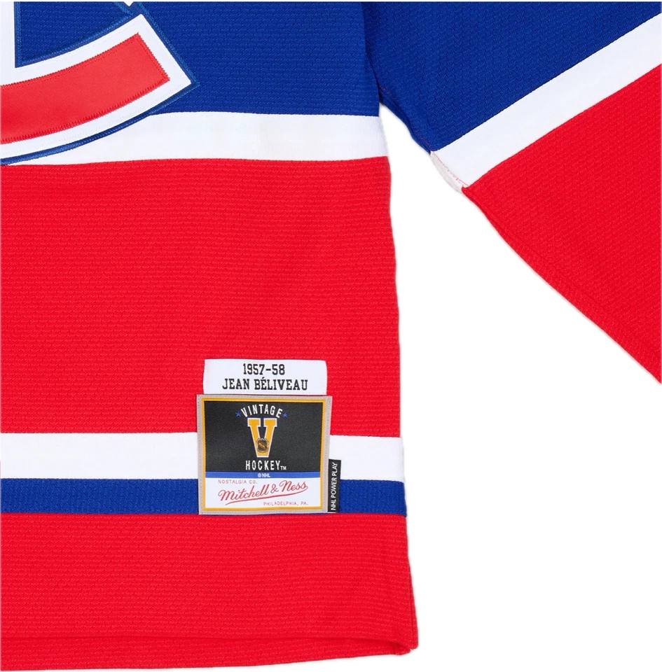 Camiseta deportiva Jean Bellevel roja Montreal Canadiens 1957/58 Power Play Mitchell & Ness Foto 3 de 4