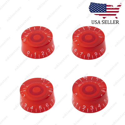 4 Pcs Red Eectric Guitar Control Knobs Speed Dial Knobs For Les Paul SG