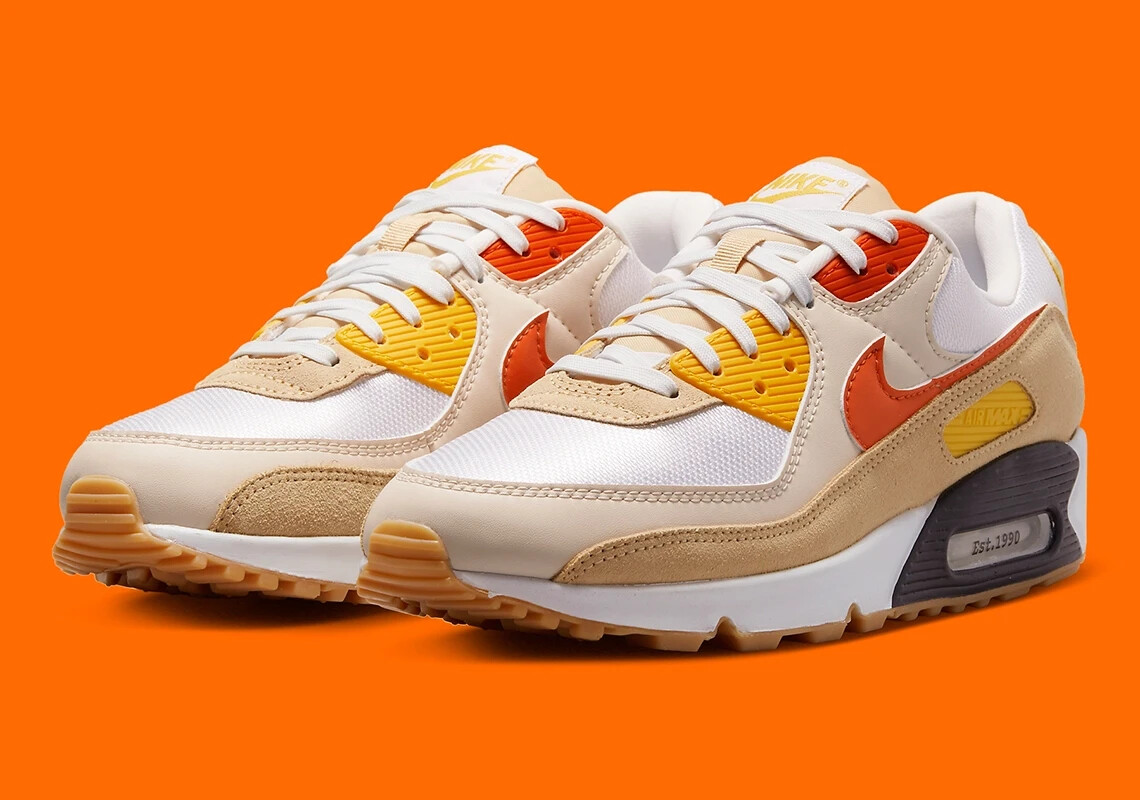Nike Air Max 90 SE Shoes Summit White Safety Orange FB4315100 Men's