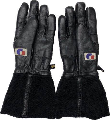 Gamet Gloves mens size medium 7 black white faux leather - Picture 2 of 6