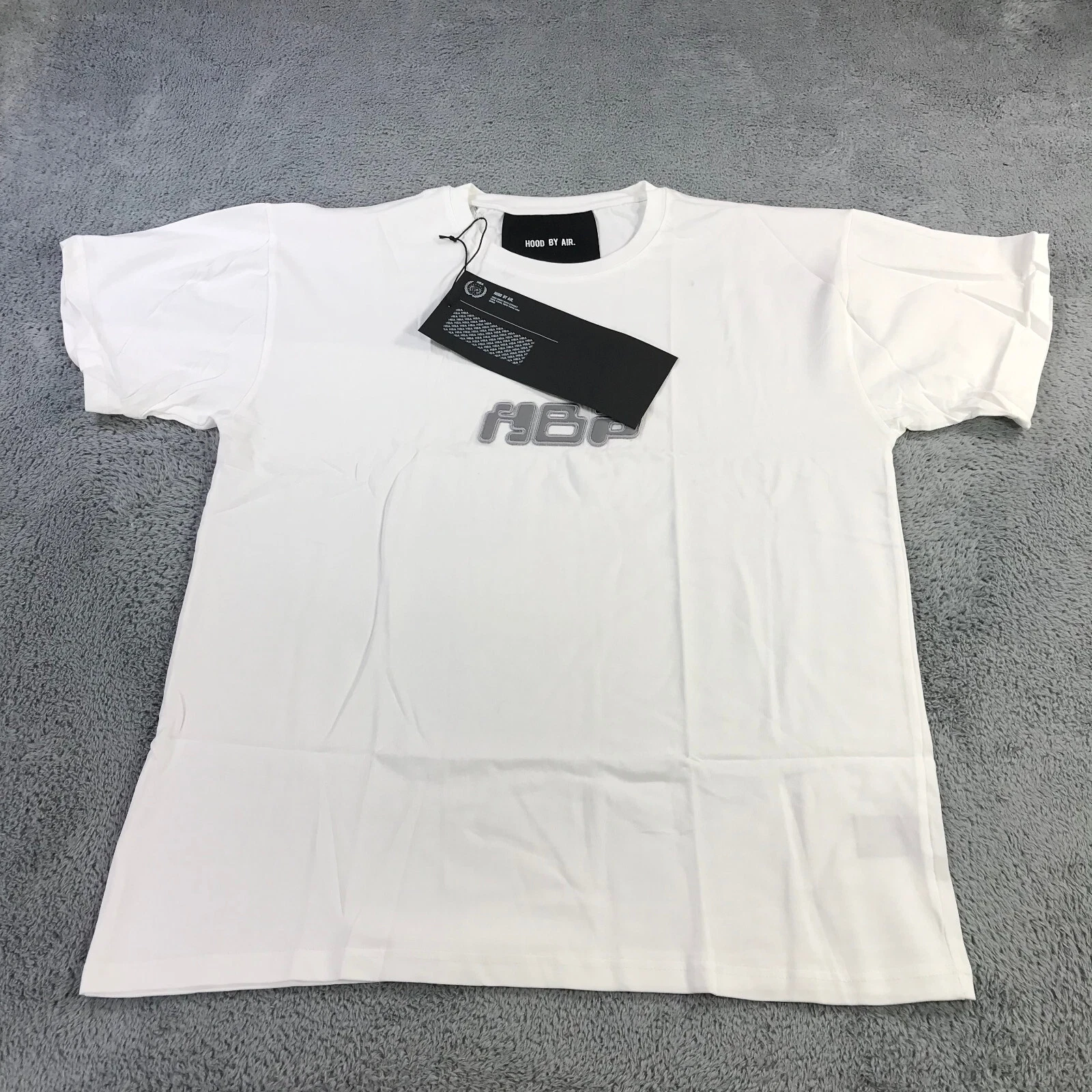 HBA (HOOD BY AIR) Camicia Hood By Air Uomo Extra Large HBA Bianco Grigio Screensaver Preppy Girocollo z