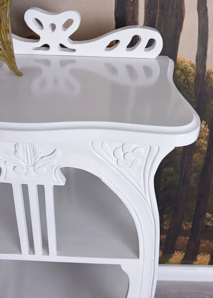 Regal weiß Jugendstil Mahagoni Notenschrank Vintage Tisch Etagere Telefontisch - Bild 4 von 4