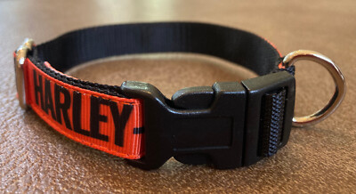 5/8 inch Wide Harley Dog Collar Sizes/3 Designs on Nylon Webbing