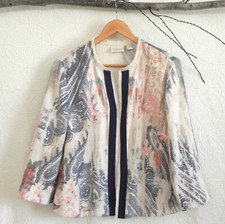 Chico's Open Spring/Summer Jacket 3/4 Sleeve Woven Multi-Color Size 2