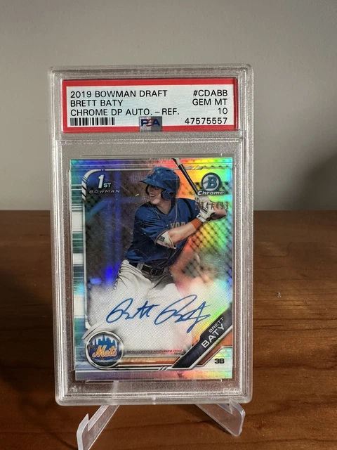 2019 Bowman Chrome Brett Baty 1st Auto Refractor  PSA 10 Rookie Card /499 #CDABB