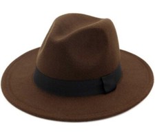 Retro Fedora Hats Fashion Jazz Hat Bowler Hat Round Manhattan Cap Brown - A0114