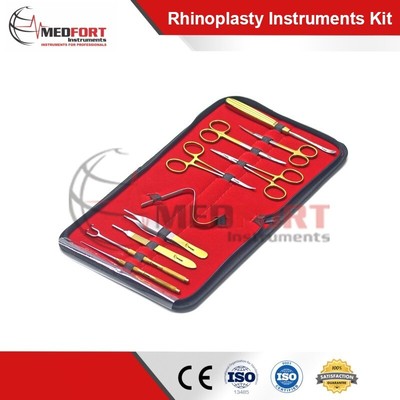 Rhinoplasty Instruments Set Plastic Surgery, Titanium Gold Color Coated Premium