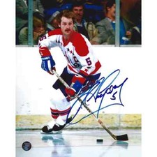 Rod Langway Autographed Washington Capitals 8X10 Photo (White Jersey)