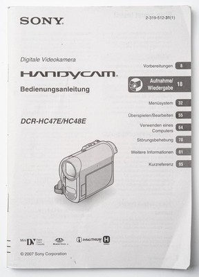 Bedienungsanleitung Sony Video Camera DCR-HC47E HC48E Instruction Anleitung