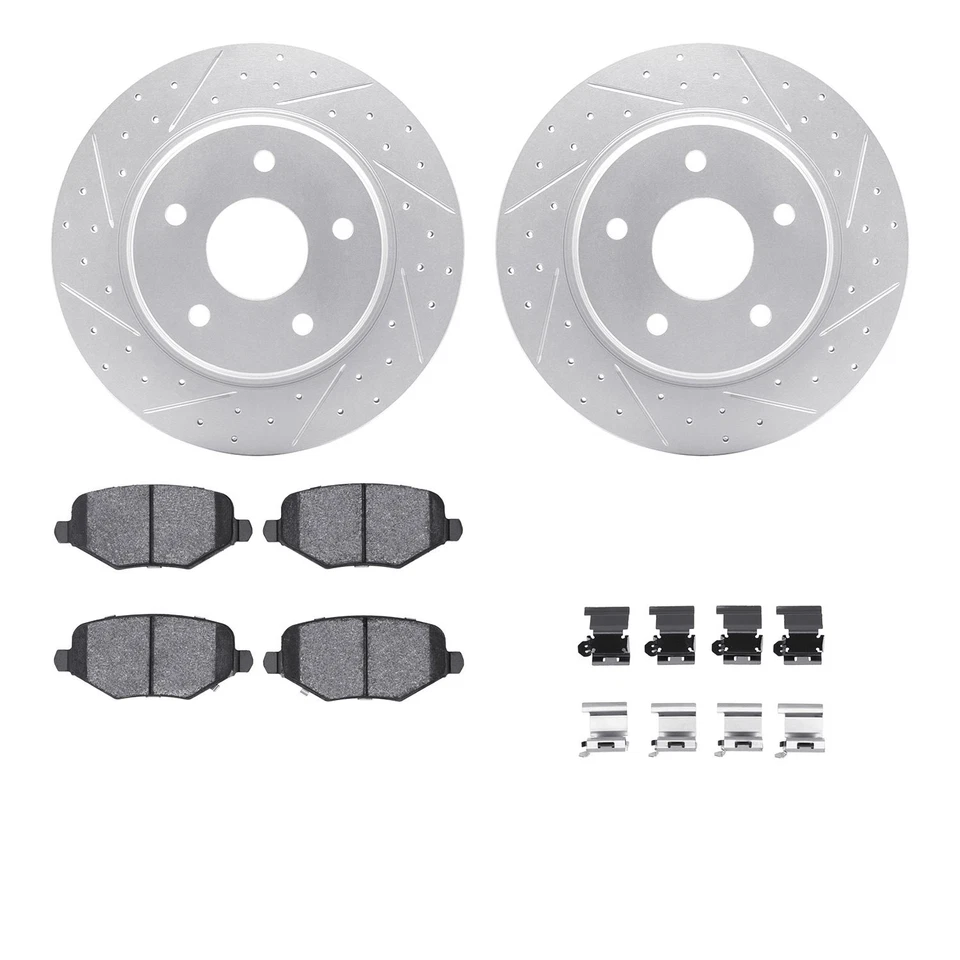 For Dodge Grand Caravan 12-16 Drilled & Slotted Rear Brake Kit w Optimum Pads - Imagem 2 de 3