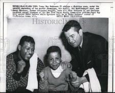 1958 Press Photo NYC Ray Robinson II dad champ Sugar Ray & Rocky Graziano