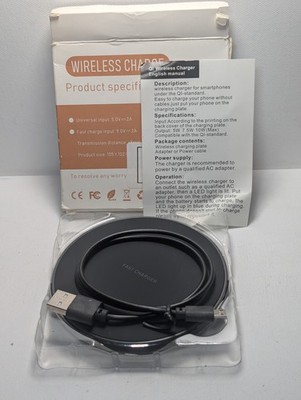 10W Qi Wireless Charger Pad Black Fast Charge Micro USB New