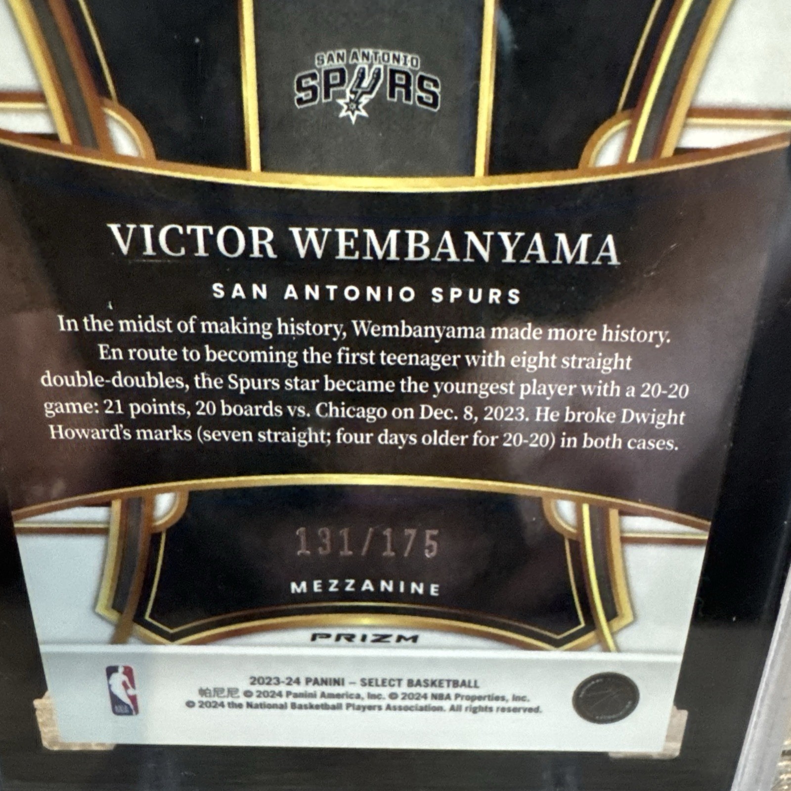 2023 Select Victor Wembanyama RC Purple Flash SGC 9 #87 Spurs 131/175 view 4