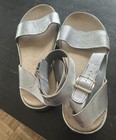 Women's Clarks Botanic Ivy Ankle Strap Silver Leather Sandals Size 7 US — photo 3
