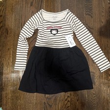 Hello Kitty x The Children's Place Girls Size S 5/6 Black White Striped Dress